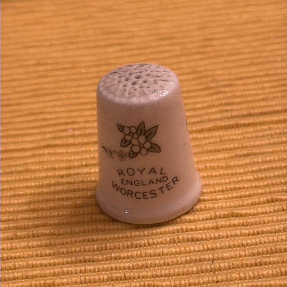 Royal Worcester White Thimble with Green Floral Design